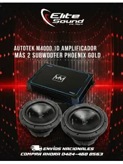 Combo amplificador autotek m4000.1d + 2 bajos phoenix gold 15"